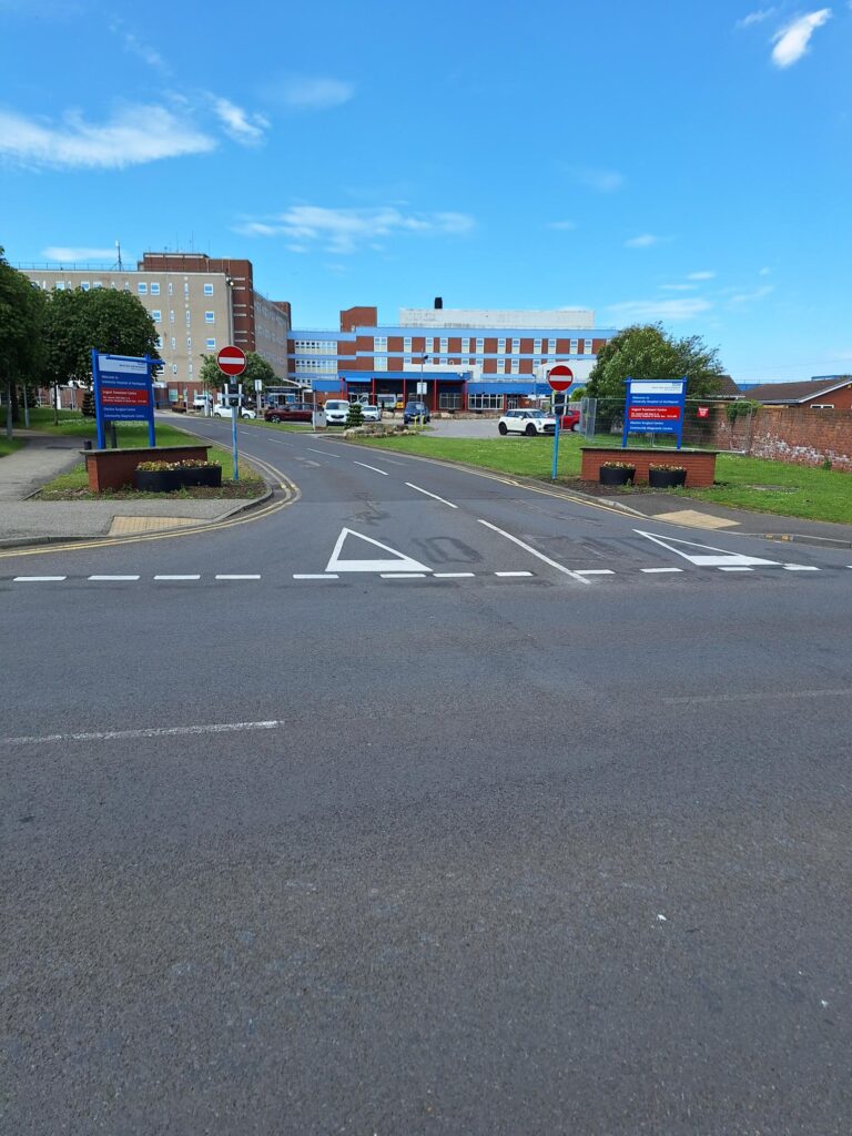 The new entrance to the University Hospital of Hartlepool