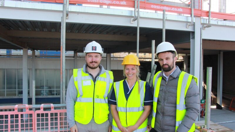 Site manager Tony Smith, robotic theatre matron Sarah Waite and project manager Jordan Pearson